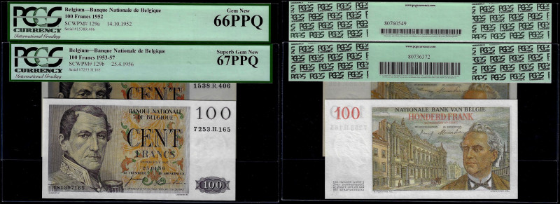 Belgium - Banque Nationale de Belgique, Pair of 100 Francs 14.10.1952 and 25.04....