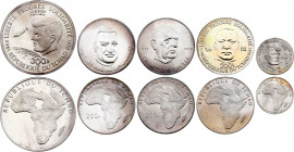 Chad - Proof Set 1970 (Brussels mint) KM 1, 3, 5, 6 and 7. NGC PF65-PF66

100 Francs NGC PF66, 200 Francs all three NGC PF65 and 300 Francs NGC PF66