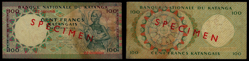 Katanga - Banque Nationale du Katanga, Specimen 100 Francs 18.05.1962. Pick 12s....