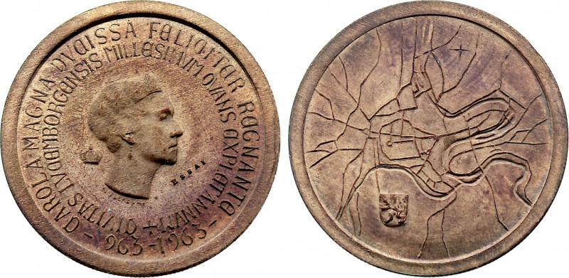 Luxembourg - Charlotte (1919-1964), Copper essai 250 Francs 1963 (Copper, 8.63 g...