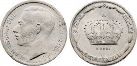 Luxembourg - Jean (1964-2000), Silver essai Module of 20 Francs (1964) (Silver, 3.87 gr, 21 mm) Extremely Fine.

Medal alignment variety.