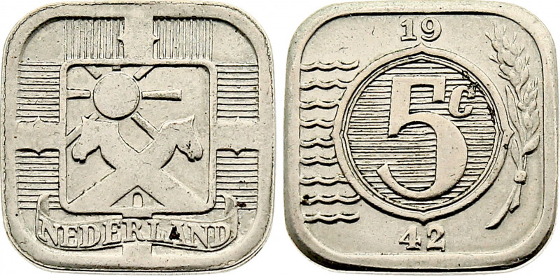 Netherlands - Wilhelmina I (1890-1948), Nickel essai 5 Cents 1942 (Nickel, 5.12 ...