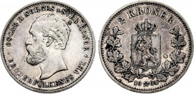 Norway - Oscar II (1872-1905), 2 Kroner 1904 (Silver, 14.97 gr, 31 mm) KM 761. Very Fine.
