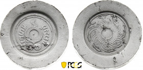 Thailand - Rama VI (1910-1925), Pair of Tin Uniface Trials 10 Satang BE2456 (1913) (Brussels mint) (Tin, 28.88 and 28.86 gr, 33 mm, 5.5 mm thick) cfr....