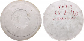Belgium - Albert II (1993-2013), 50 Francs ND (1994) Obverse Negative Silicone Mold from Jan Keustermans (Plaster, 459 gr, 19.5 cm, 15 mm thick) cfr. ...