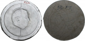 Belgium - Albert II (1993-2013), 50 Francs ND (1994) Obverse Negative Plaster Model from Jan Keustermans (Plaster, 1362 gr, 20 cm, 26 mm thick) cfr. K...