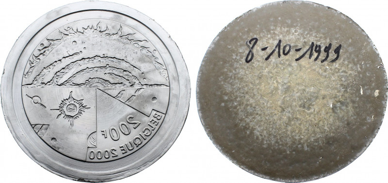 Belgium - Albert II (1993-2013), 200 Francs 2000 Reverse Negative Plaster Model ...