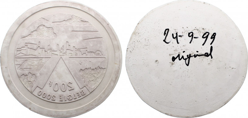 Belgium - Albert II (1993-2013), 200 Francs 2000 Reverse Negative Plaster Model ...
