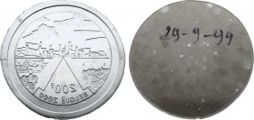 Belgium - Albert II (1993-2013), 200 Francs 2000 Reverse Negative Plaster Model from Jean-Paul Laenen (Plaster, 2424 gr, 25 cm, 27 mm thick) cfr. KM 2...