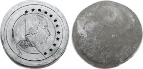 Belgium - Albert II (1993-2013), 1 Euro 2002 Rejected Design Obverse Negative Plaster Model from Marie-Paul Haar (Plaster, 1009 gr, 17.5 cm, 23 mm thi...
