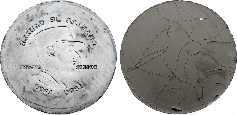 France, Preisdent Charles de Gaulle (1890-1970) Obverse Negative Plaster Model (...