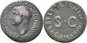 Drusus Minor (+ 23 n.Chr.): Æ-As, 10,53 g, Kampmann 8.2, kleiner Einhieb auf Revers, sehr schön.
 [differenzbesteuert]