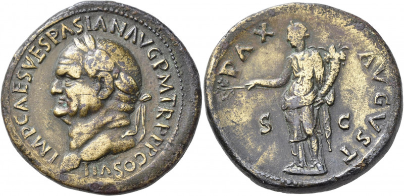Vespasian (69 - 79): Æ-Sesterz, PAX AVGVST, 29,78 g, Kampmann 20.97, Cohen 140, ...