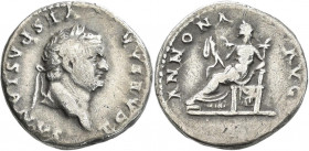 Titus (69 - 79 - 81): AR-Denar, ANNONA AVG, 3,11 g, Kampmann 22.14, mit altem handschriftlichem Beschreibungszettel, sehr schön.
 [differenzbesteuert...