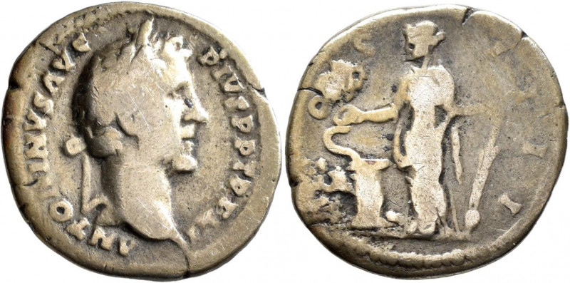 Antoninus Pius (138 - 161): Denar 147/148: belorbeerter Kopf nach rechts, ANTONI...