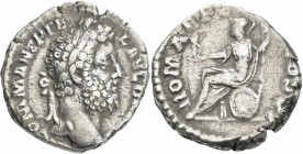 Commodus (166 - 177 - 180 - 192): AR-Denar, 3,35 g, Kampmann 41.127, Cohen 652, mit altem handschriftlichem Beschreibungszettel, Schrötlingsfehler, se...