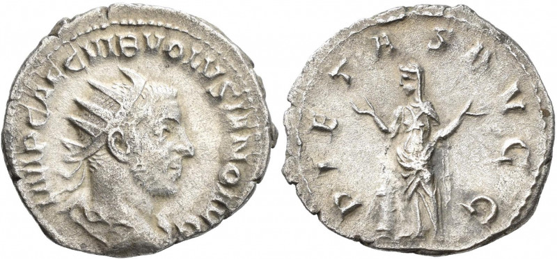 Volusianus (251 - 253): AR-Antoninian, PIETAS AVGG, Kampmann 84.26, Cohen 82, mi...