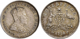 Australien: Edward VII. 1901-1910: 3 Pence 1910, KM# 18, selten in dieser Erhaltung, vorzüglich.
 [differenzbesteuert]