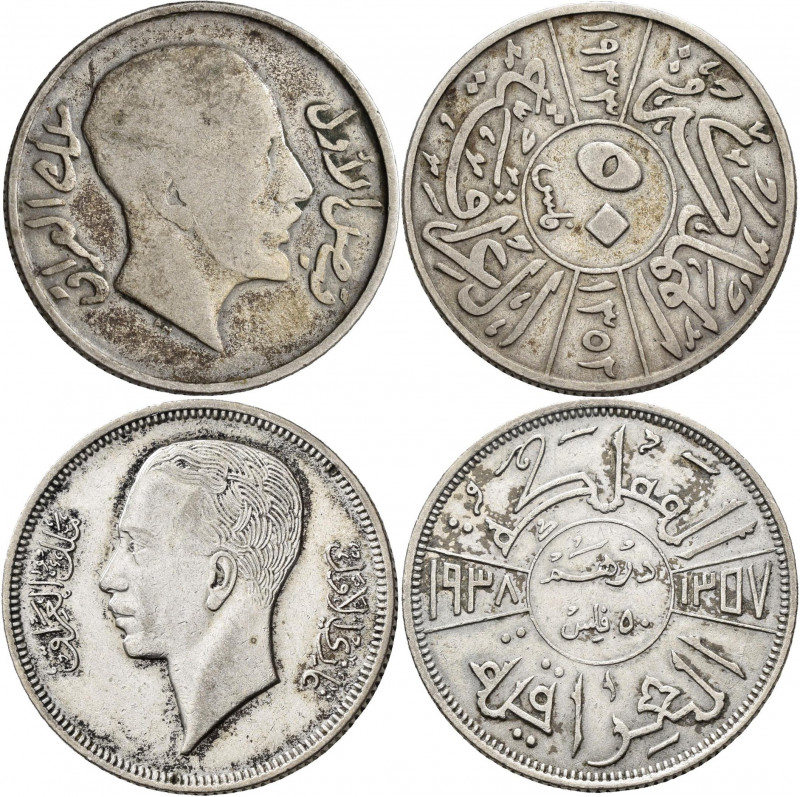 Irak: Faisal I. 1921-1933: 50 Fils 1933 (AH 1352). Seltenes Jahr, KM# 100. Dabei...