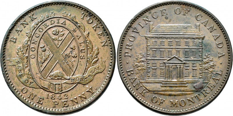 Kanada: Montreal, Bank Token 1 Penny 1842 (2 Sous). Province of Canada - Bank of...