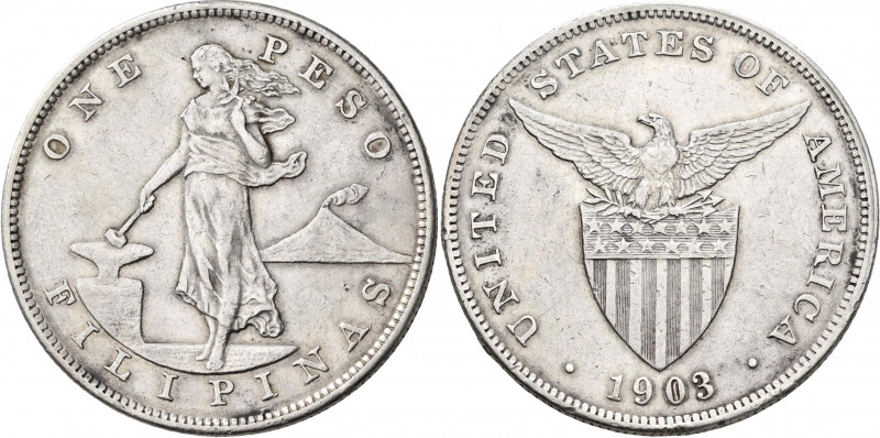 Philippinen: US Philippines: Peso 1903 Philadelphia Mint. KM# 168. Sehr schön.
...