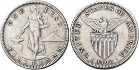 Philippinen: US Philippines: Peso 1908 S - San Francisco Mint. KM# 172. Sehr schön.
 [zzgl. 7 % Importspesen]
Gebotslos, Zuschlag zum Höchstgebot!
