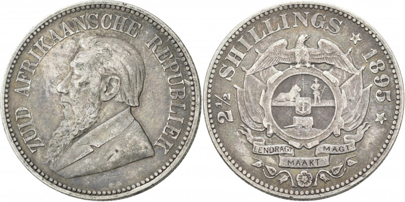 Südafrika: 2 ½ Shillings 1895, Paul Krüger. KM# 7. Kleine Randfehler und Kratzer...