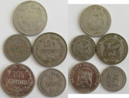 Venezuela: Kleines Lot 5 Münzen, dabei 2½ Centavos 1877 (selten), 5 und 12½ Centimos 1936 sowie 5 und 12½ Centimos 1958. Sehr schön - vorzüglich. Lot ...