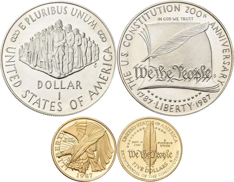 Vereinigte Staaten von Amerika: 5 Dollars 1987 W (Half Eagle), Constitution / 20...