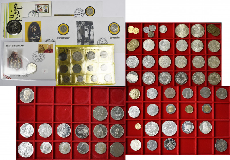 Alle Welt: Ein Koffer mit diversen Münzen, dabei Österreich (mit Österreich-Unga...