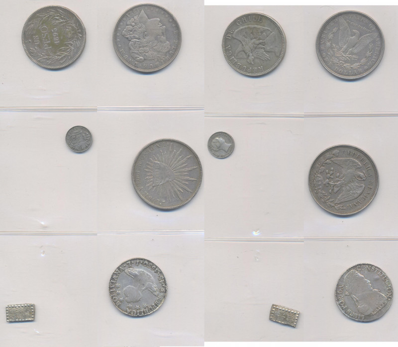 Alle Welt: Lot 6 Silbermünzen aus aller Welt, Mexico Peso 1902 / USA Dollar 1921...