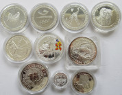 Alle Welt: Kleines Lot 10 Silbermünzen, dabei Olympiade Barcelona, Kookaburra u.w.
 [differenzbesteuert]