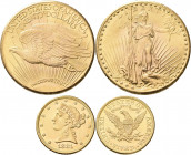 Vereinigte Staaten von Amerika: Lot 9 Goldmünzen aus den USA, dabei: 4 x 5 Dollars Half Eeagle Coronet Head 1845, 1854, 1855 und 1881 (KM# 69+101), 3 ...