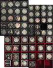 Vereinigte Staaten von Amerika: 4 Lindner Boxen mit 61 x 1 USD Gedenkmünzen in der höchsten Qualität polierte Platte ab 1983 (Olympiade Los Angeles, K...
