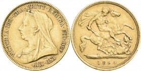Großbritannien: Victoria 1837-1901: ½ Sovereign 1894, KM# 784, Friedberg 397. 3,98 g, 917/1000 Gold, sehr schön.
 [zzgl. 0 % MwSt.]