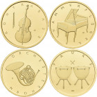 Deutschland: 5 x 50 Euro Gold-Gedenkmünzen 2017-2021. Angefangen mit der ersten 50 Euro Goldmünze 2017 Lutherrose (J - Hamburg), Jaeger 618 in origina...