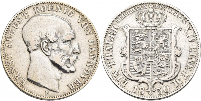 Hannover: Ernst August 1837-1851: Taler 1850 B. Ausbeute, AKS 134, Jaeger 81, ge...