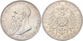 Sachsen-Meiningen: Georg II. 1866-1914: 5 Mark 1908 D, Jaeger 153b. Kleine Kratzer, sonst vorzüglich.
 [differenzbesteuert]