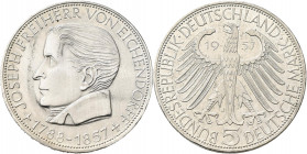 Bundesrepublik Deutschland 1948-2001: 5 DM 1957 J, Freiherr von Eichendorff, Jaeger 391. Kratzer, fast vorzüglich.
 [differenzbesteuert]