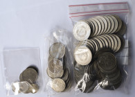 Deutschland: Kleines Lot mit 50 CuNi Münzen der DDR (10er und 20er), 10 x 5er und 2 x 2er aus dem Dritten Reich (Hindenburg), 3 x Max Planck 2er, 1 Re...