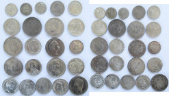 Umlaufmünzen 2 Mark bis 5 Mark: 2 Blätter mit 22 Münzen, dabei 3 Kleinmünzen, 3 x 2 Mark, 9 x 3 Mark und 7 x 5 Mark aus Baden, Bayern, Hamburg, Preuße...