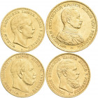 Preußen: Kleines Sammlung Goldmünzen aus Preußen, dabei Wilhelm I.: 5 Mark 1877, 10 Mark 1873 + 1880, 20 Mark 1882. Friedrich: 2 x 10 Mark und 1x 20 M...