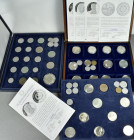 DDR: Partie in zwei Münzboxen, mit Kurs- und Sondermünzen, dabei Silber-Sondermünzen mit Zertifikaten in st, aus Abo, auch Medaillen dabei.
 [zzgl. 1...