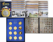 Bundesrepublik Deutschland 1948-2001: Kleiner Nachlass, dabei Dt. Post Sätze mit KMS und Briefmarken, dabei noch Euro-Probesätze, BRD-Medaillen, Samml...