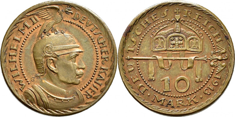 Proben & Verprägungen: Wilhelm II. 1888-1918: 10 Mark 1913, Kaiser in Uniform, M...