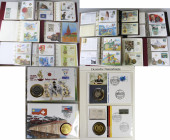 Numisbriefe, Numisblätter: 15 Alben voll mit diversen Numisbriefen (ca. 480 Stück). Dabei Exemplare mit Münzen, Medaillen oder Banknoten. Wunderschöne...