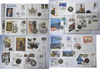 Numisbriefe, Numisblätter: Über 50 diverse Numisbfriefe / Münzbriefe mit verschiedenen Münzen und Medaillen, überwiegend Deutschland = BRD + DDR, weni...
