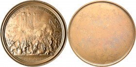 Medaillen alle Welt: Frankreich, Louis XVI. 1774-1793: Einseitige Bronzemedaille 1789 von Andrieu, auf die Erstürmung der Bastille, am 14. Juli 1789, ...