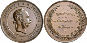 Medaillen alle Welt: Österreich-Kaiserreich, Frank Joseph I. 1848-1916: Bronzemedaille o. J. von Tautenhayn, Stattspreis für landwirtschaftliche Verdi...