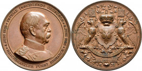 Medaillen Deutschland - Personen: Bismarck, Otto von: Bronzemedaille 1885 von K. Schwenzer. Auf sein 50-jähriges Dienstjubiläum und seinen 70. Geburts...